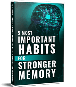 Free infographic showing the 5 most important habits for stronger memory, related to The Brain Song official website, brain song audio therapy, and tips to boost memory naturally.